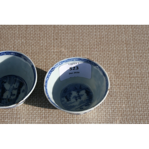 523 - A group of Chinese blue & white tea bowls and saucers, the tea bowl 7cms (2.75ins) diameter,