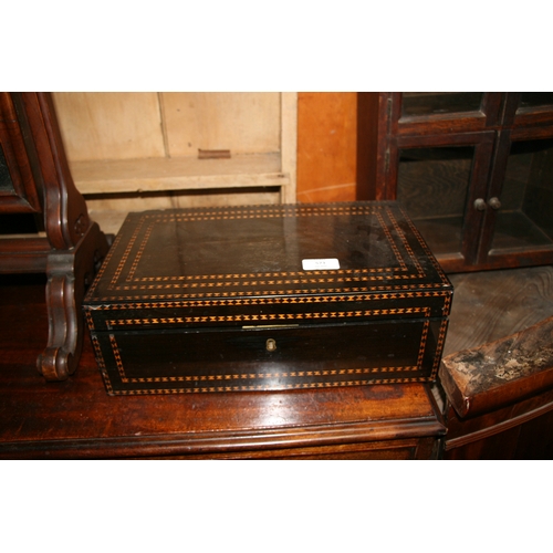 573 - A 19th century Anglo-Indian ebony workbox with fitted interior, 37cms (14.5ins) wide.