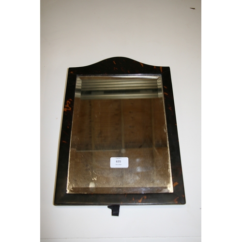 635 - An early 20th century tortoiseshell framed strutt dressing table mirror with arched frame and bevell... 