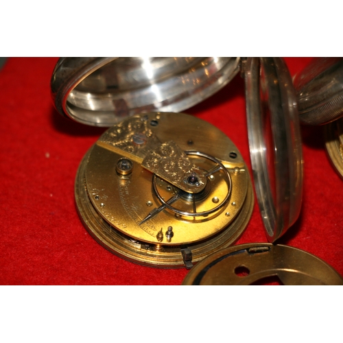 119 - Two silver cased open faced pocket watches, both with white enamel dial, Roman numerals and subsidia... 