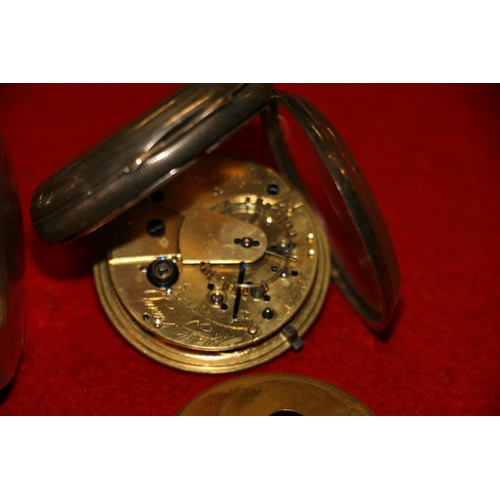 119 - Two silver cased open faced pocket watches, both with white enamel dial, Roman numerals and subsidia... 