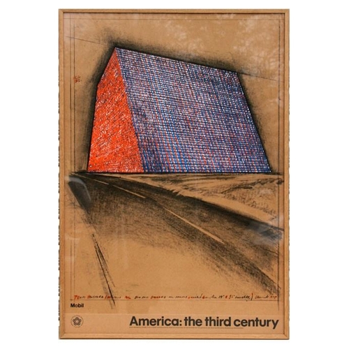 126 - A Christo vintage advertising poster for Mobil Oil -  America: The Third Century - framed & glaz... 