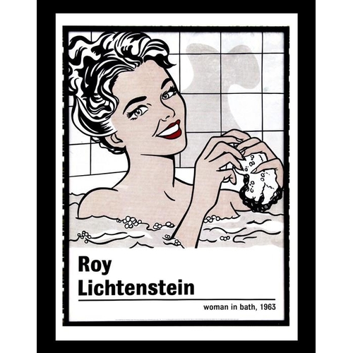 128 - A Roy Lichtenstein vintage poster - Woman in Bath, 1963, framed & glazed, 80 by 60cms (31.5 by 12ins... 