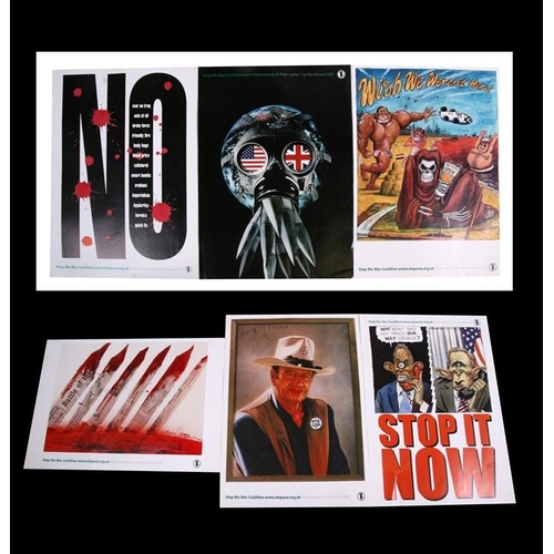 129 - A series of six 'Stop the War' coalition (2003) propaganda posters, No.1 by Peter Kennard, No.2 by M... 