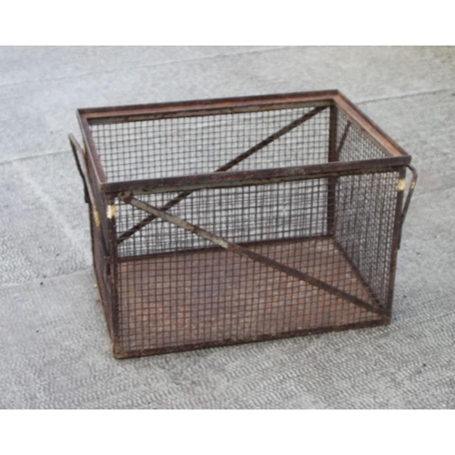 13 - An industrial metal and mesh cage, 79cms (39ins) wide.