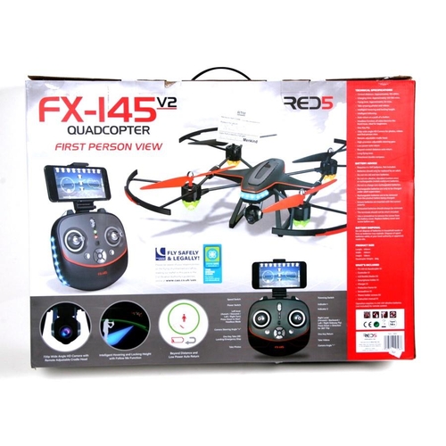 138 - Two RED5 fx-145 V2 Quadcopter Drones, both boxed and untested catalogue returns (2).