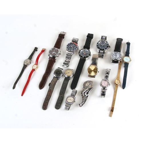 180 - A quantity of ladies and gentlemen's fashion wrist watches to include Seiko, Timex and Accurist.