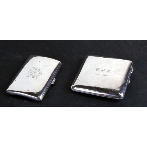 230 - A George V silver cigarette case initialled and dated 1919, Birmingham 1918, weight 103g, 8cms (3.25... 