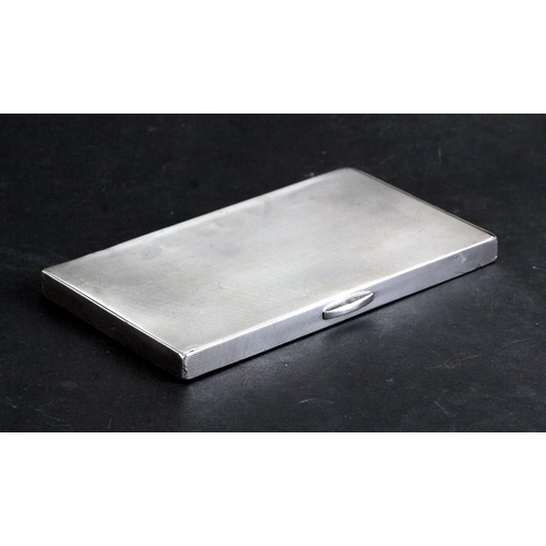 231 - A silver cigarette case with engine turned decoration, A Wilcox, Birmingham 1938, weight 240g, 13.7c... 