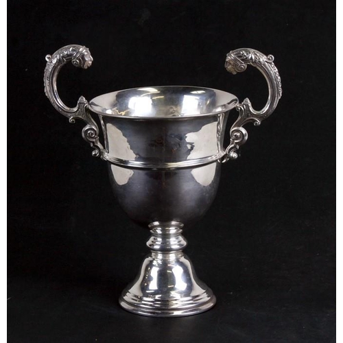 236 - A silver two-handled trophy cup, London 1925, weight 330g, 12.5cms (5ins) diameter.