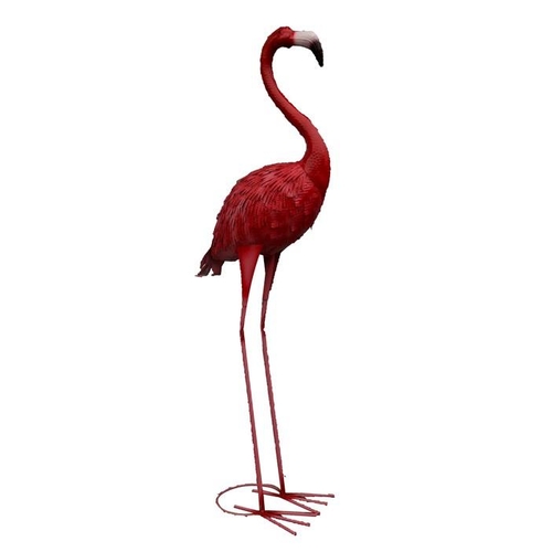 36 - A large painted metal garden flamingo, 153cms (60ins) high.