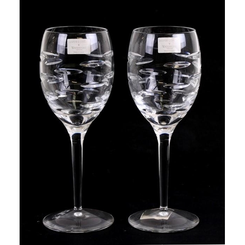 41 - A pair of Waterford Crystal 'Rain' cut glass wine glasses, designed by Terence Conran, 23cms (9ins) ... 