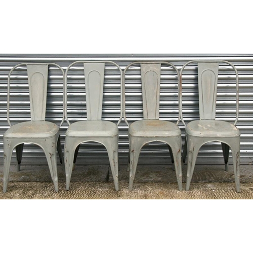 7 - A set of four Tolix style aluminium bistro chairs (4).