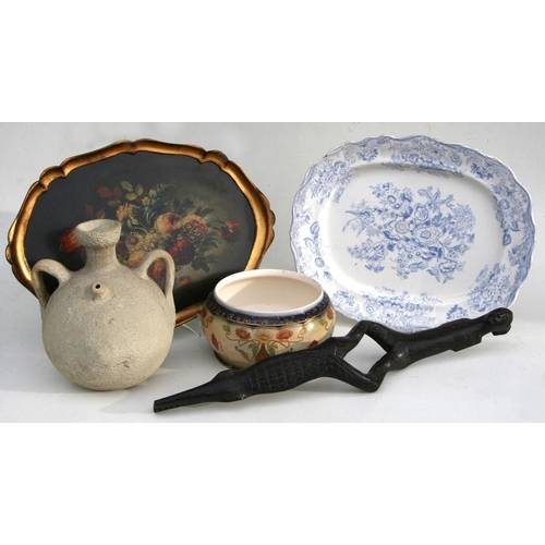 71 - A quantity of assorted ceramics and glass to include a blue & white meat plate and mid 20th cent... 