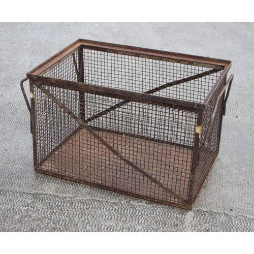 9 - An industrial metal and mesh cage, 79cms (39ins) wide.