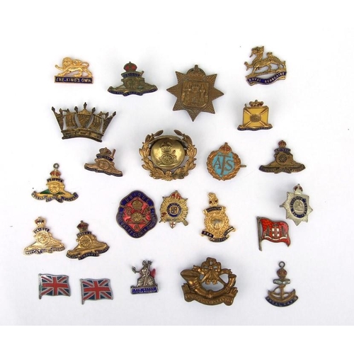 106 - An assortment of 24 Military sweetheart brooch fronts for spares or repairs