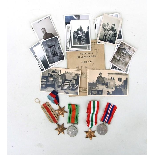 116 - A WW2 Soldiers Release Book named to 558169 Trooper A.E. Hardie of the Royal Armoured Corps with his... 