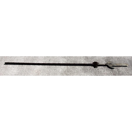 120 - A 15th century style Italian pole arm (pike) with engraved steel head on a knopped wooden shaft, 292... 
