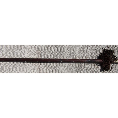 120 - A 15th century style Italian pole arm (pike) with engraved steel head on a knopped wooden shaft, 292... 