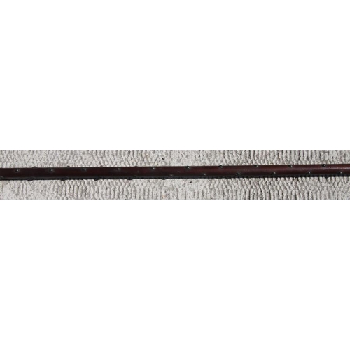 120 - A 15th century style Italian pole arm (pike) with engraved steel head on a knopped wooden shaft, 292... 
