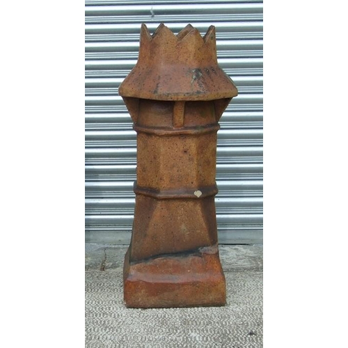 5 - A large Victorian salt glazed earthenware castle top chimney pot, approx 95cms high.