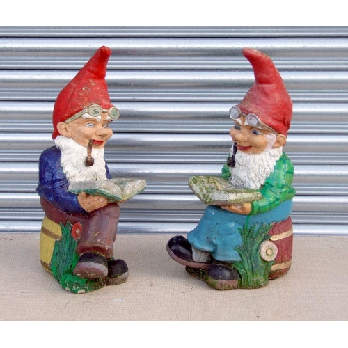 10 - Two painted concrete garden gnomes, each 49cms high.