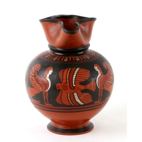 152 - A 19th century Wedgwood Egyptian Revival terracotta jug 'The Egyptian Jug', retailed by Woollard & H... 