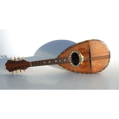 171 - An Italian rosewood mandolin, bears paper label - Il Globo - 60cms long