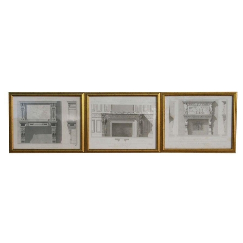 265 - A quantity of assorted 19th century architectural engravings to include fireplace surrounds, all fra... 