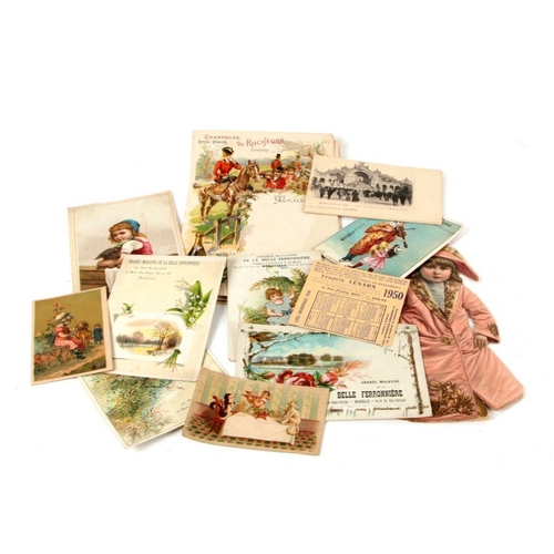 30 - A quantity of late 19th / early 20th century French advertising cards for chocolate, wine and spirit... 