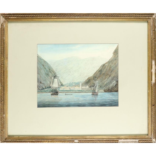 359 - Attributed to Gen. William John Chamberlayne (1821-1910) View of Jamestown, Saint Helena, watercolou... 