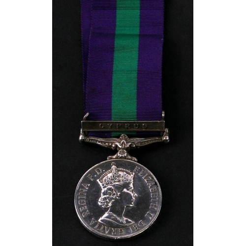 40 - A Queen Elizabeth II General Service medal with Cyprus clasp awarded to '23367942 Pte J Reid Wilts'.