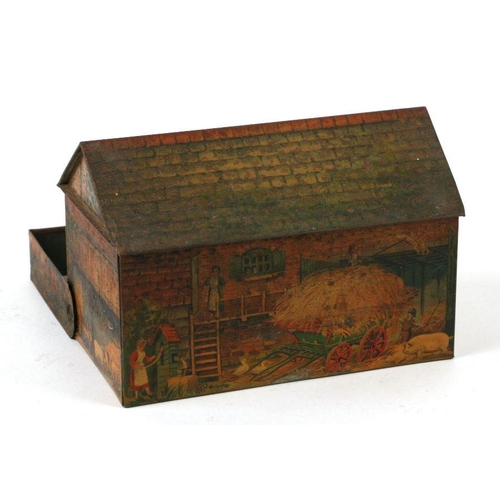 448 - A Huntley & Palmers (circa 1931) farmhouse biscuit tin with lithograph printed decoration of farm sc... 