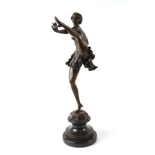 533 - After Bruno Zach - a modern bronze figure of a dancer, with foundry mark, on a marble plinth, 54cms ... 