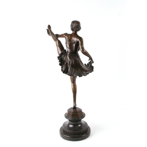 533 - After Bruno Zach - a modern bronze figure of a dancer, with foundry mark, on a marble plinth, 54cms ... 