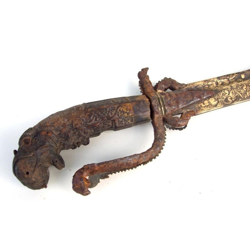 76 - An 18th century style Sri Lankan Kastane sword, 70cms long.