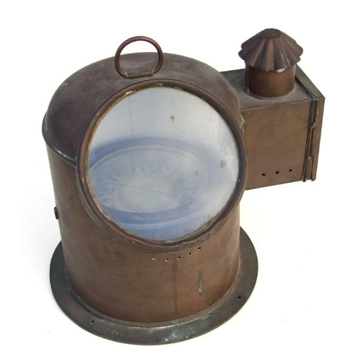 78 - A large brass ship's Binnacle-Gimble compass with original lamp, 23cms diameter.