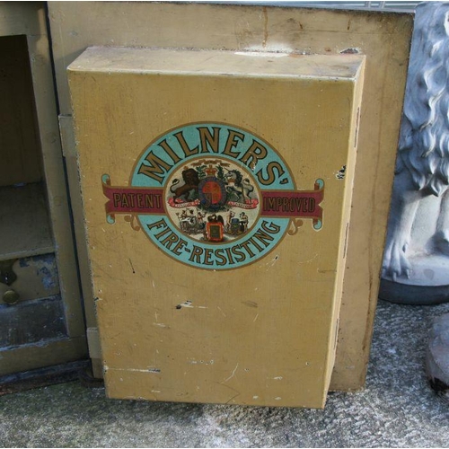 920 - A late19th / early 20th century steel floor standing Milner safe with key