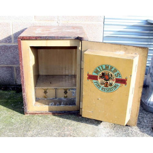 920 - A late19th / early 20th century steel floor standing Milner safe with key