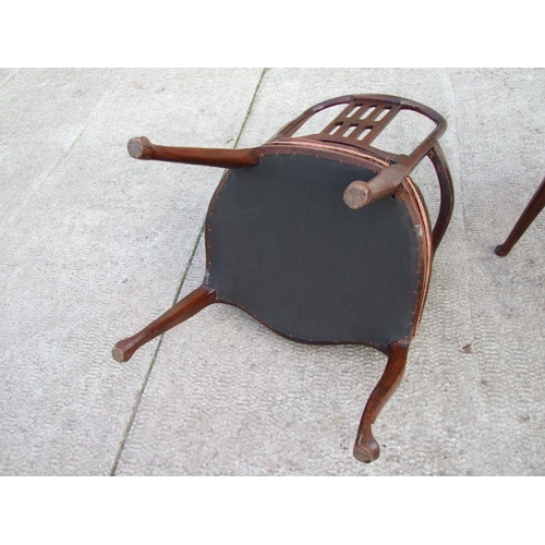 952 - A pair of 19th century mahogany elbow chairs with upholstered seatsCondition ReportOne chair has had... 