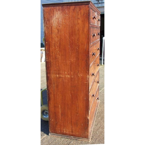 983 - A large Victorian mahogany chest of two short and five graduated long drawers (a/f), 123cms wide.