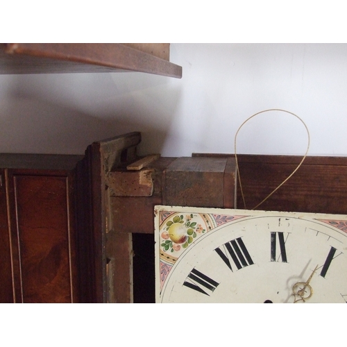 583 - A 19th century longcase clock, the arched painted square dial with subsidiary seconds and date apert... 