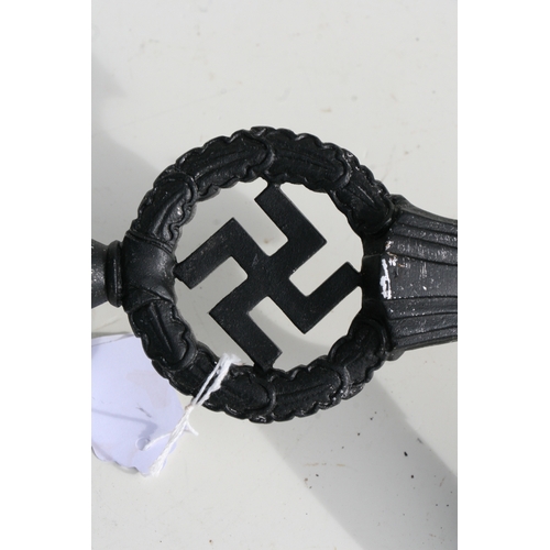 75 - A WWII German Third Reich style cast metal insignia, 25cms wide, mounted on a metal spike (believed ... 