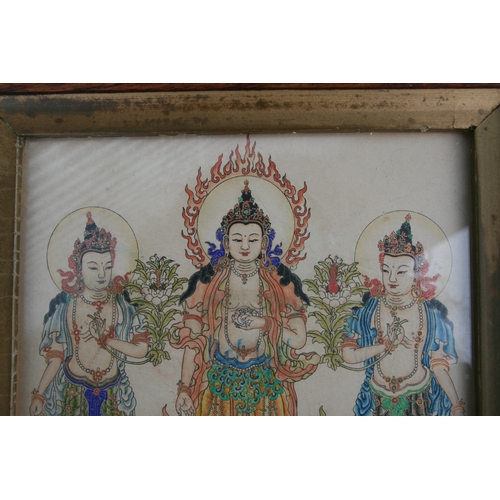 768 - 19th century Chinese school - Buddha and His Attendants - gouache, signed, framed & glazed, 19 by 24... 