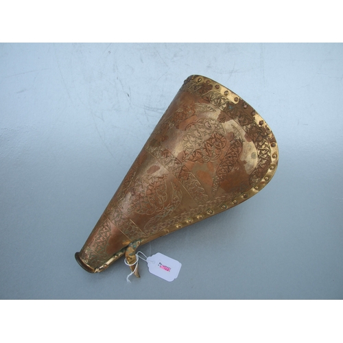 815 - A Turkish Ottoman gilded copper water flask, 27cms high.