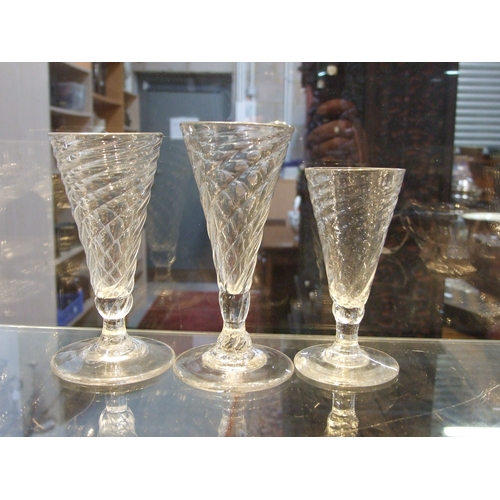 107 - A quantity of 19th century wrythen ale glasses, the largest 13cms high (12).