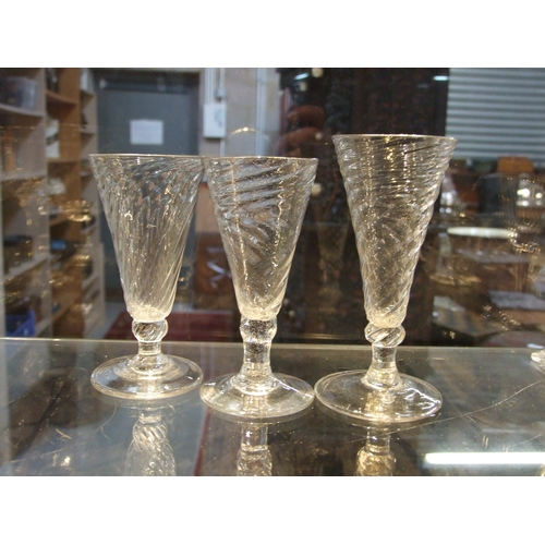 107 - A quantity of 19th century wrythen ale glasses, the largest 13cms high (12).