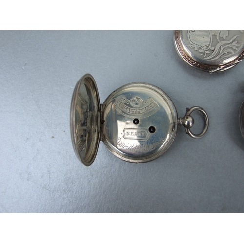 596 - A quantity of silver cased open faced pocket watches, various dates and makers; together with a silv... 