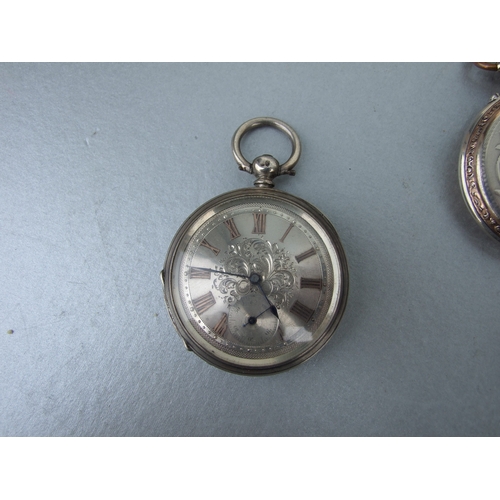 596 - A quantity of silver cased open faced pocket watches, various dates and makers; together with a silv... 