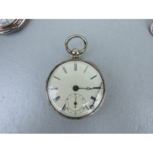 596 - A quantity of silver cased open faced pocket watches, various dates and makers; together with a silv... 